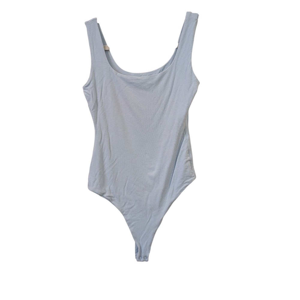 Naked Wardrobe NW Sculpt Tank Scoop Bodysuit Sleeveless Light Blue Soft Lined M